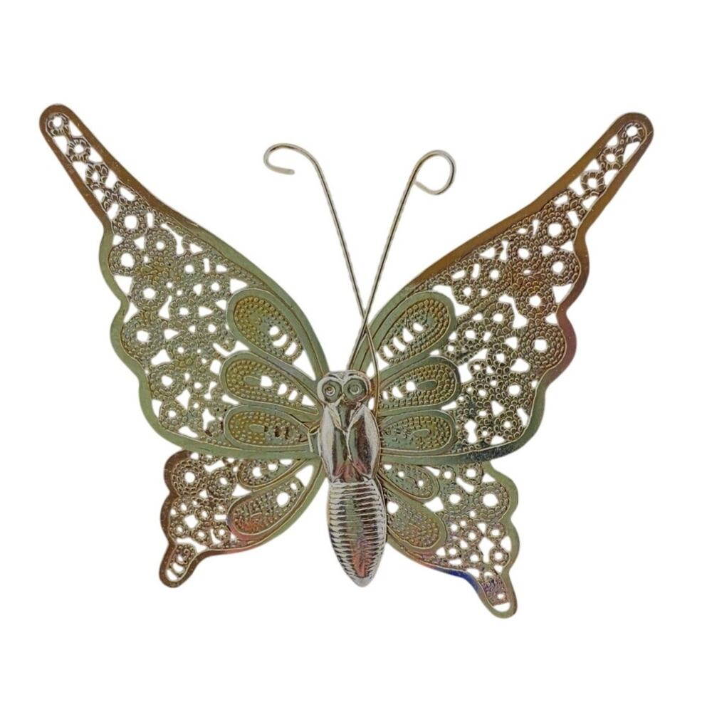 Vintage Gold Tone Filigree Fine Wire Antennae Butterfly Brooch - Picture 1 of 3